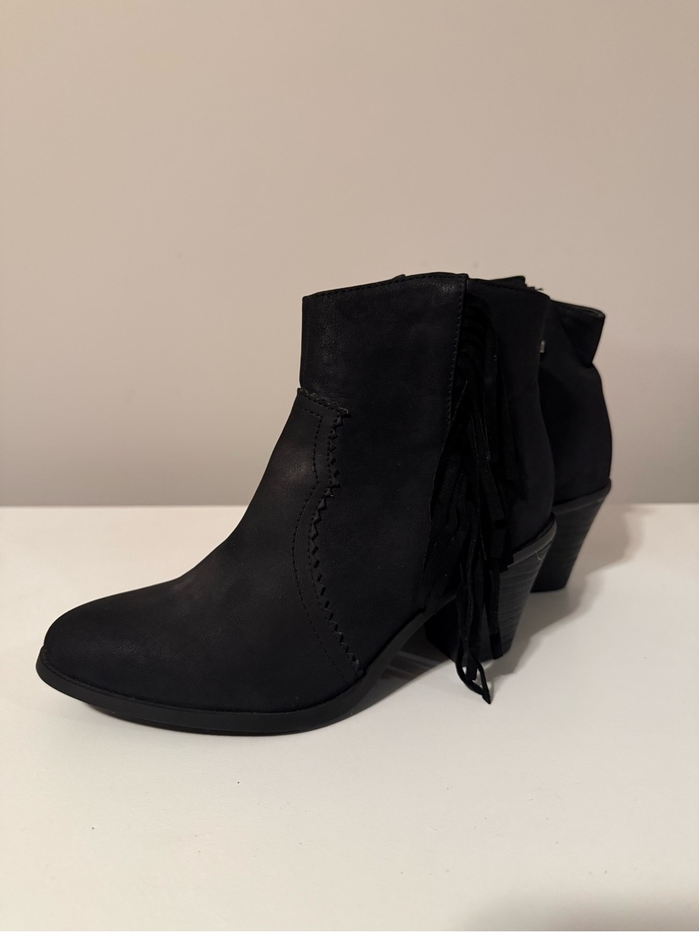 bucco Black Fringe Ankle Booties